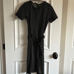 Zara Polka Dot Dress with Belt and Slit